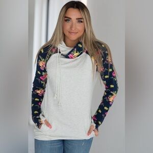 Mindy Maes DoubleHood Hoodie Oh My Darlin Floral Women’s X-Large Thumb Hole
